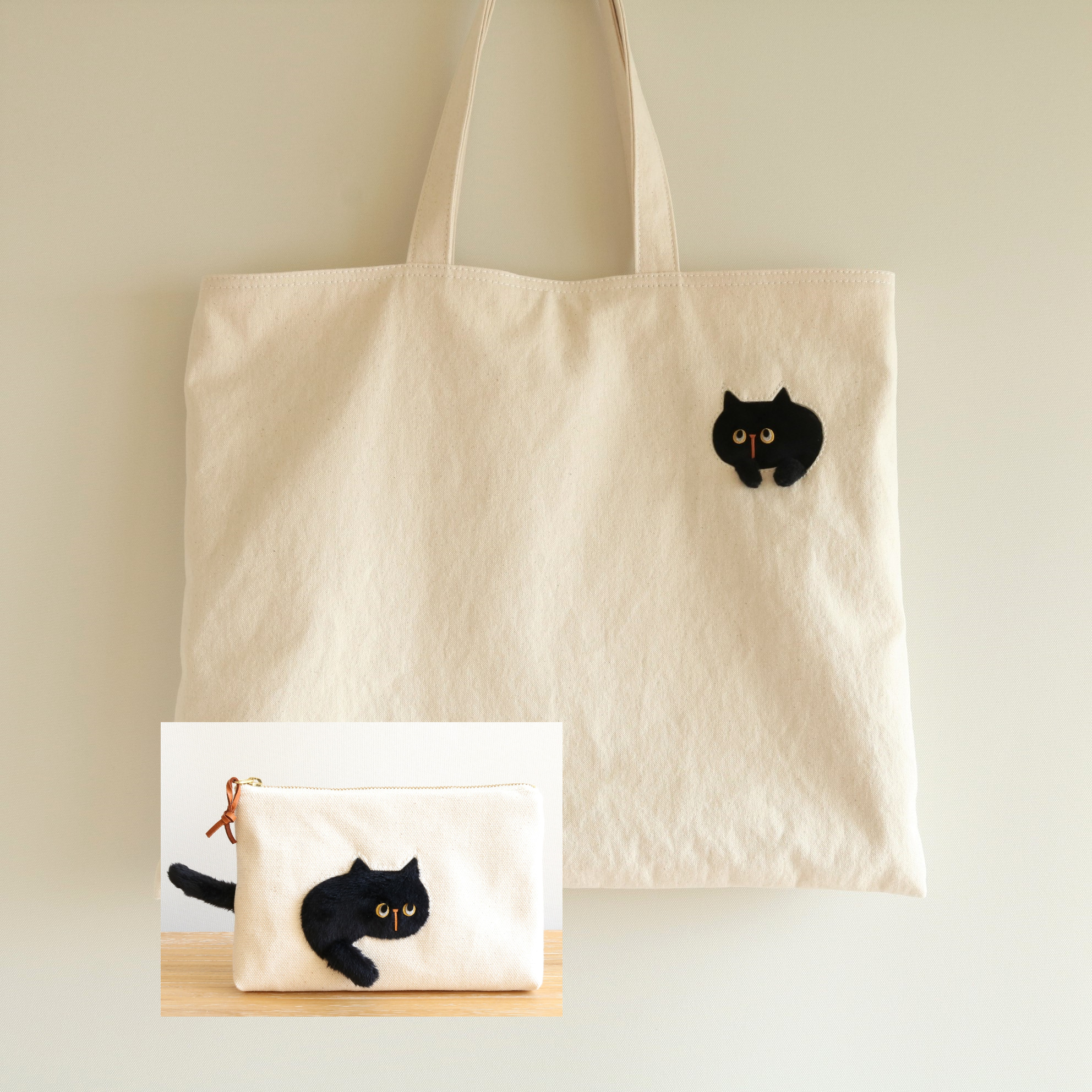 一点限定 黒猫のトートバッグとポーチセット トートバッグ