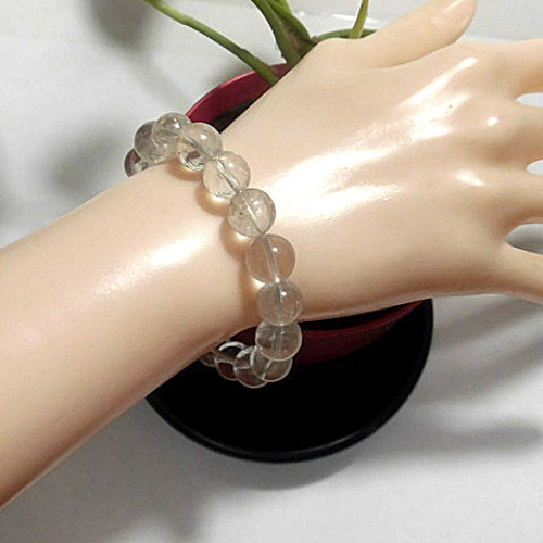 ルチルクオーツ パワーストーンブレスレット 内径約15cm プラチナ  