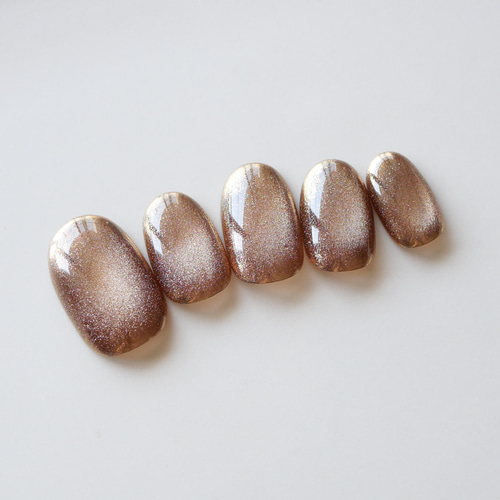 くすみカラーの大人マグネットネイル-brown-◇ネイルチップ【casual-No  
