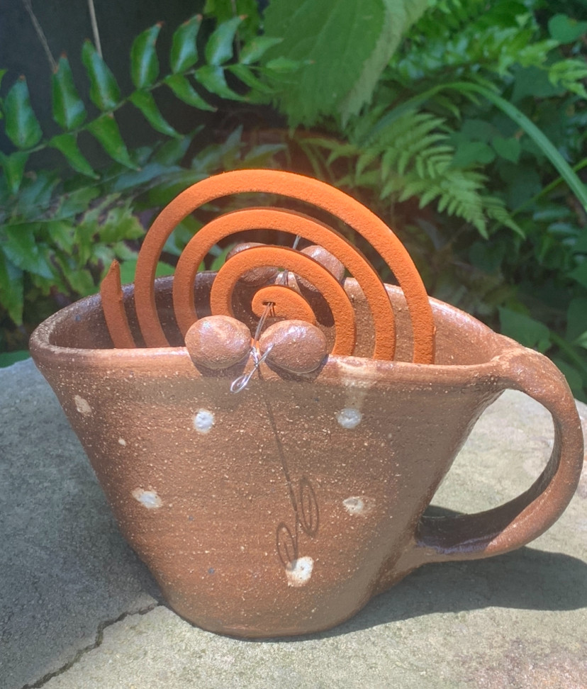 蚊取り線香立て　取手付き　ドット【送料込み】