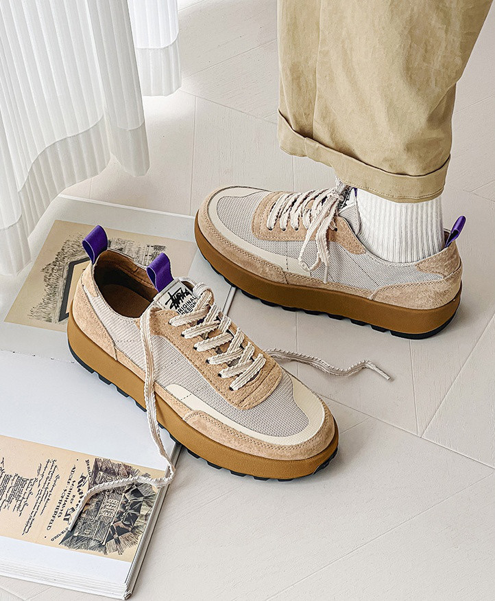 24新作メンズスニーカー春夏レトロな白靴ファッション厚底スニーカー W410