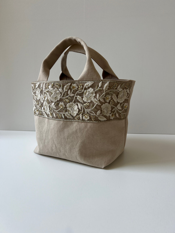 ソレイアード　帆布　インド刺繍リボン　トートバック　グラニーバッグ　3点 ソレイアード 帆布 インド刺繍リボン トートバック グラニー