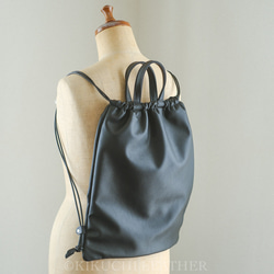 【handmade】 レザーナップサック WATERPROOF LEATHER》レザーナップサック black リュック