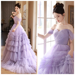 薄紫色オフショルダーカラードレス 楽天市場】カラードレス 2way パープル オフショルダー 紫 A