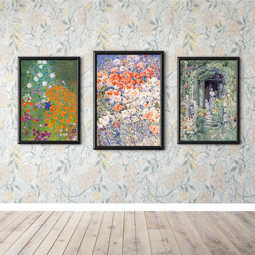 春のコレクション NO.596】花の庭園絵画アートポスター☆ガーデンボタニカル 絵画