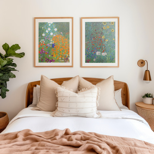 NO.596】花の庭園絵画アートポスター☆ガーデンボタニカルカラフル