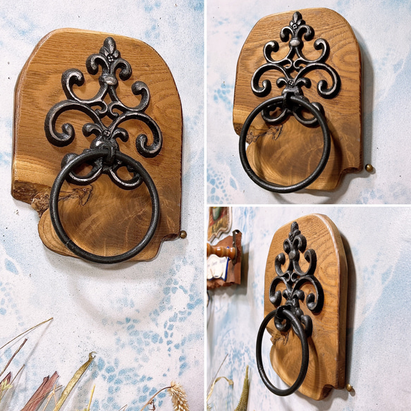 アンティーク壁掛け作品 アンティーク雑貨 ウォールハンガー 天然1枚板の飾り壁掛けフック