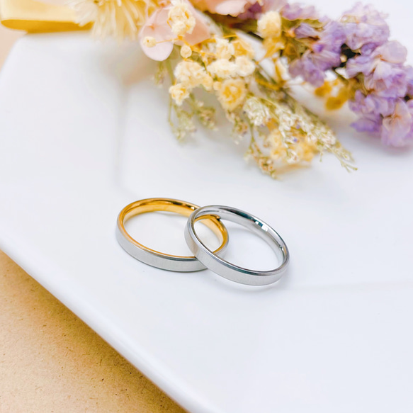 ペアリング 七色に艶めく シェルリング 刻印 結婚指輪