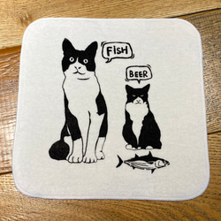 【ハチワレブラザーズ】タオルハンカチ 猫柄 パイル生地 綿100% ハンカチ 2枚目の画像