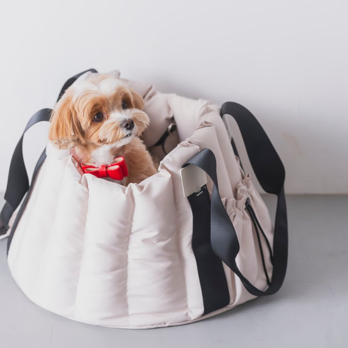 FuFu フワモコベッドキャリー クリーム ー ペットキャリー クッション