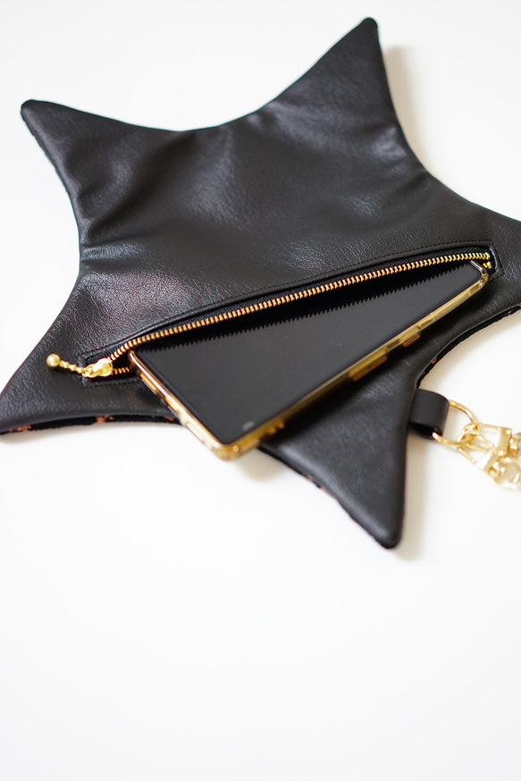 織り生地の星ポーチ(スマホの入るミニバッグ) 11枚目の画像