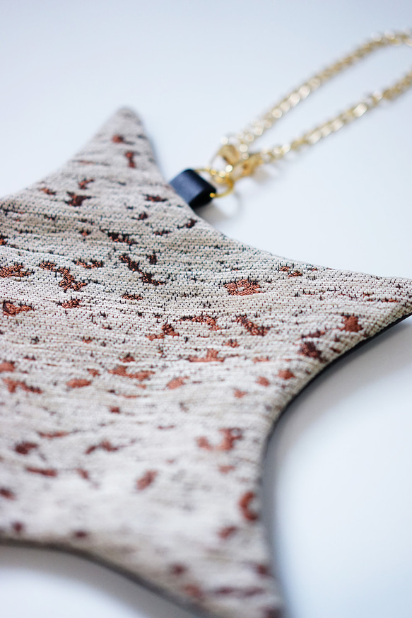 織り生地の星ポーチ(スマホの入るミニバッグ) 5枚目の画像