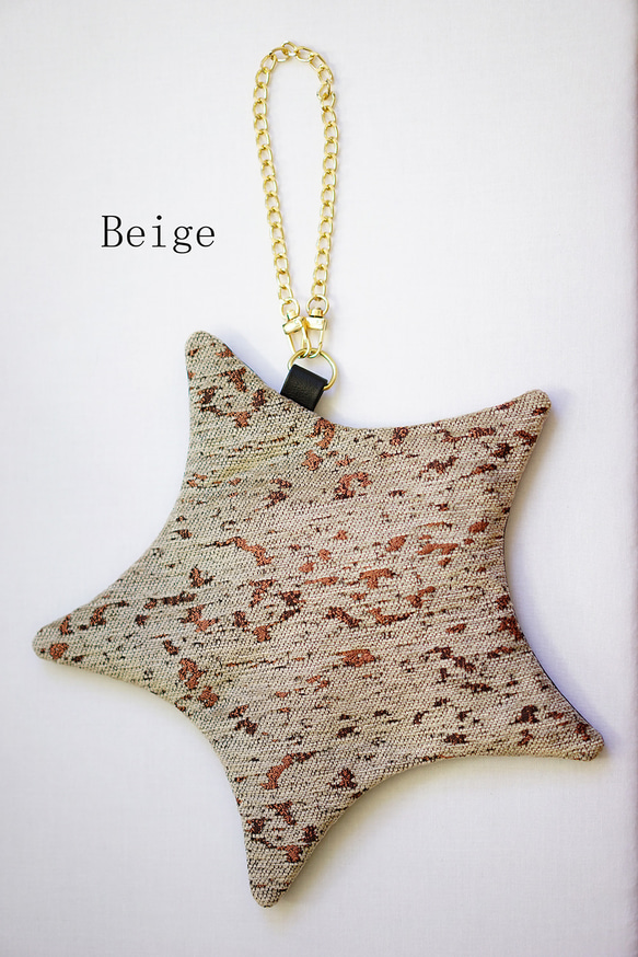 織り生地の星ポーチ(スマホの入るミニバッグ) 2枚目の画像
