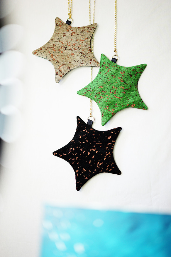 織り生地の星ポーチ(スマホの入るミニバッグ) 1枚目の画像