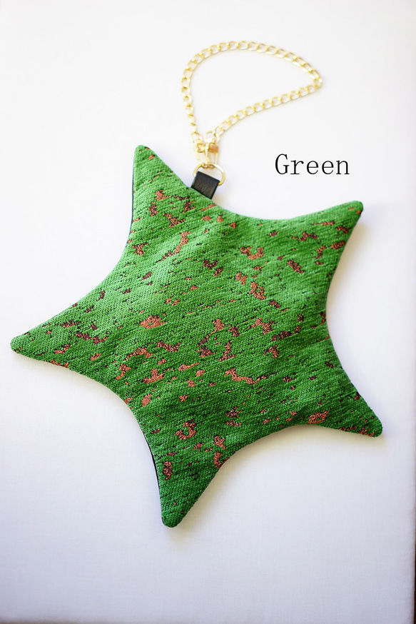 織り生地の星ポーチ(スマホの入るミニバッグ) 4枚目の画像