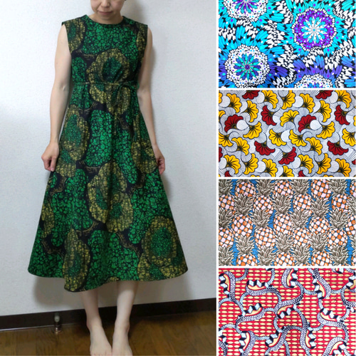 オーダーメイド】アフリカ布のノースリーブワンピース ワンピース