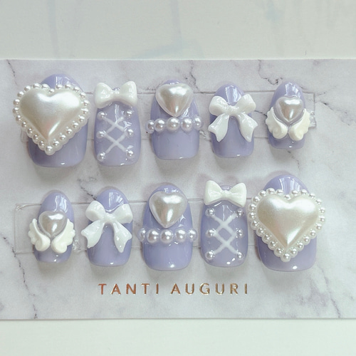 オーダー 〗ネイルチップ 韓国ネイル 量産型 フレンチガーリー  