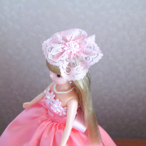 リカちゃんのお洋服＊＊サテンのドレス＊ピンク＊ヘッドドレスト