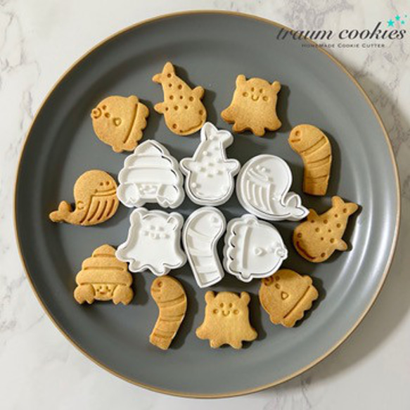 クッキー型用画像 海の生き物ミニクッキー型6点セット 《ヤドカリ・ジンベエザメ・クジラ
