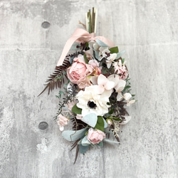 スイートピーとバラのホワイトブーケ 白い花 前撮り 結婚式