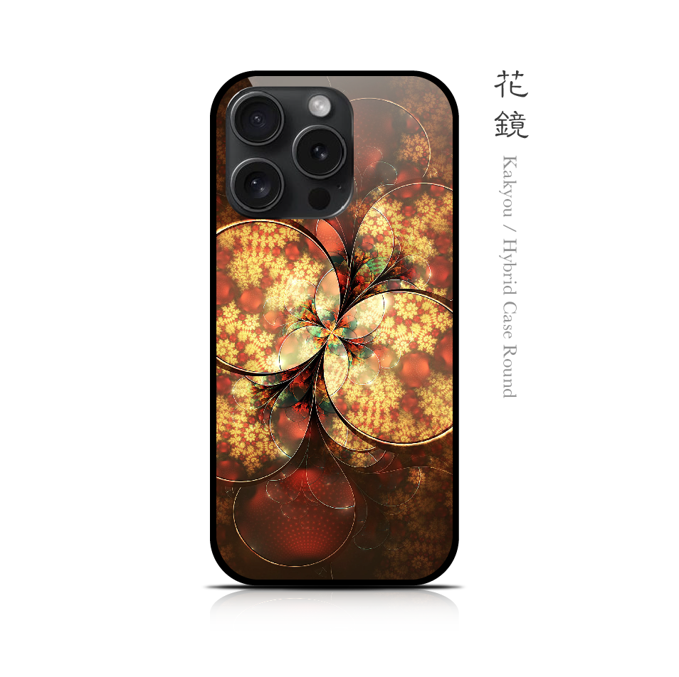 花鏡 - 和風 角丸型 強化ガラスiPhoneケース【和柄/スマホケース/スマホカバー/携帯ケース】