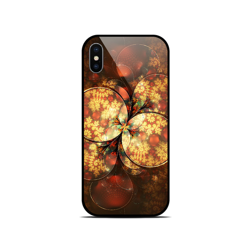 花鏡 - 和風 角丸型 強化ガラスiPhoneケース【和柄/スマホケース