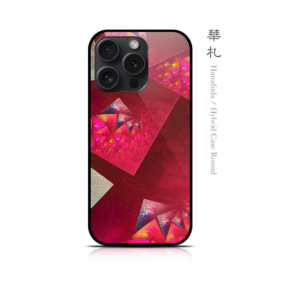 華札 - 和風 角丸型 強化ガラスiPhoneケース【和柄/スマホケース/スマホカバー/携帯ケース】