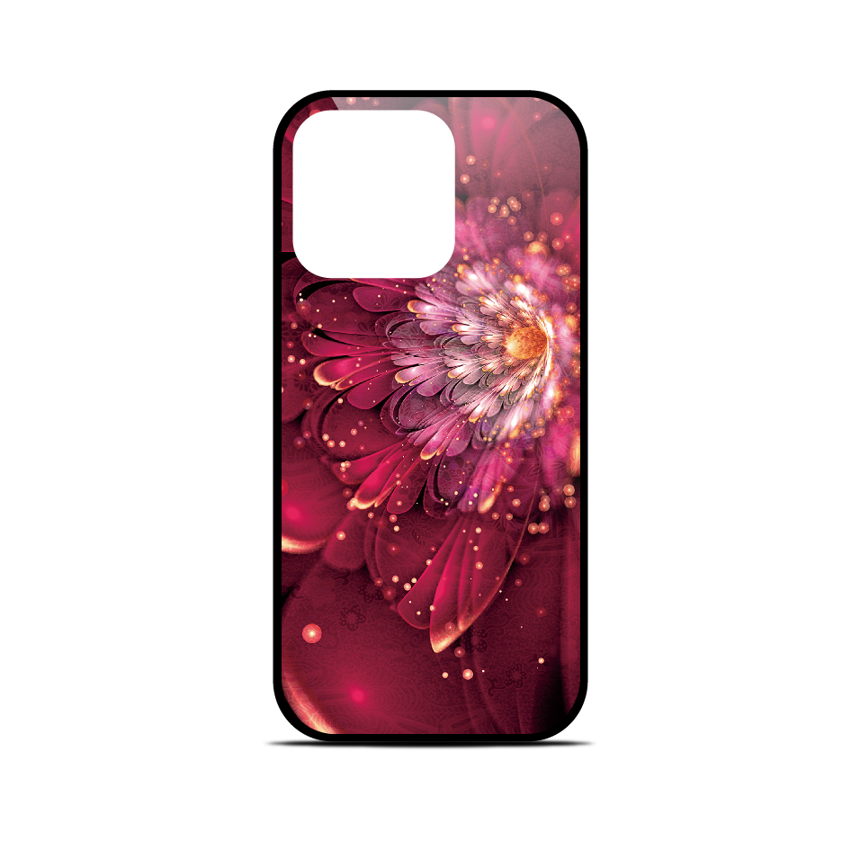 華蘭 - 和風 角丸型 強化ガラスiPhoneケース【和柄/スマホケース/スマホカバー/携帯ケース】