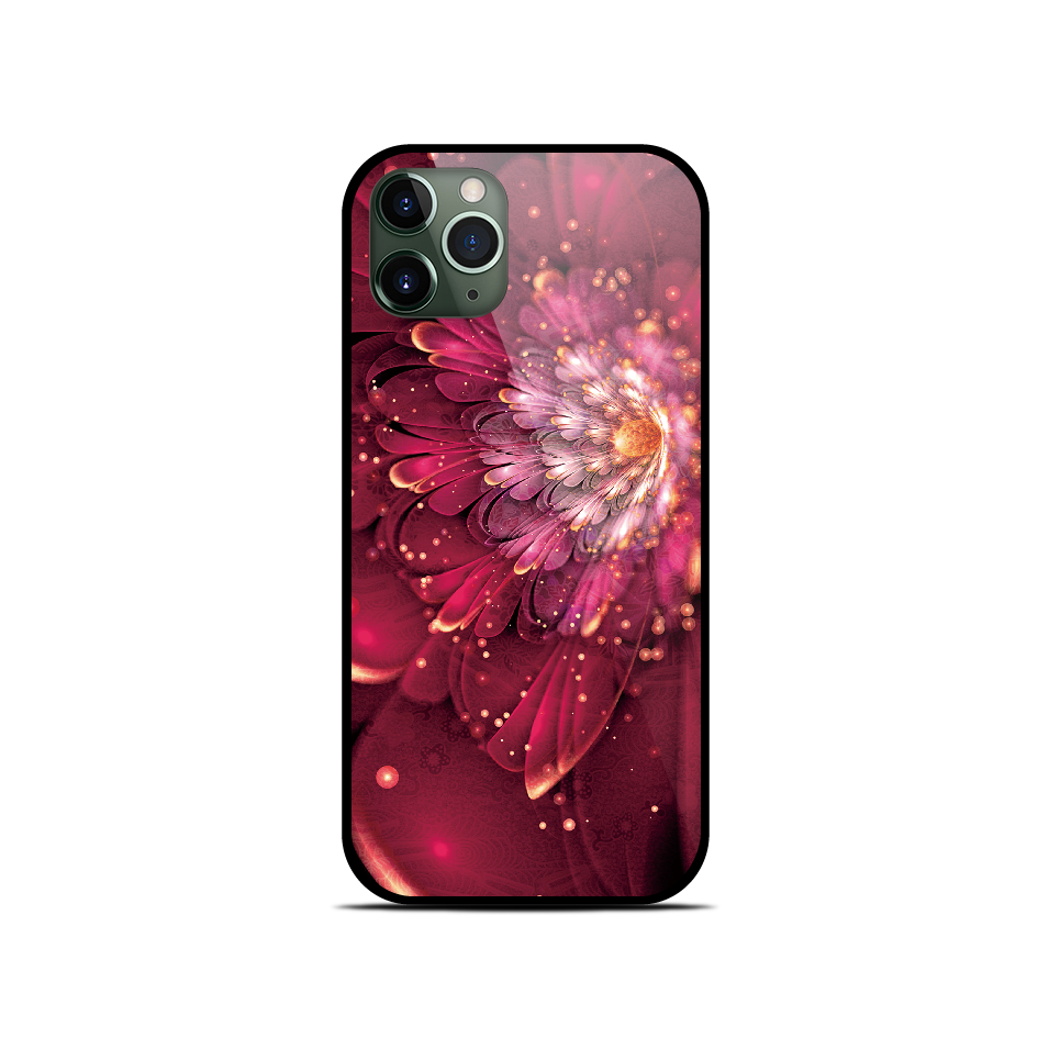 華蘭 - 和風 角丸型 強化ガラスiPhoneケース【和柄/スマホケース/スマホカバー/携帯ケース】