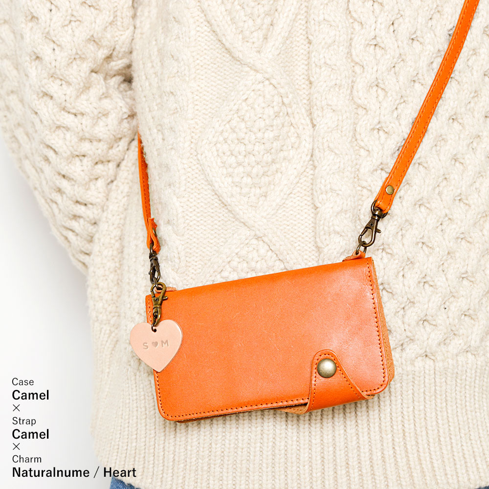 名入れ チャーム　栃木レザー　手帳型　スマホケース　本革　ハート　iPhone　Android#mm00000647 7,461円