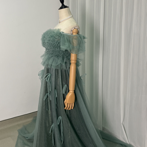 送料無料！カラードレス ミントグリーン もこもこドレス 可愛い  