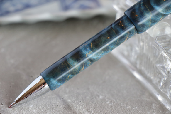 「スタビライズドウッド メイプル ヴァイオリン杢 ブルーファントム・多機能ペン」２〜３色ボールペン&シャープペン 