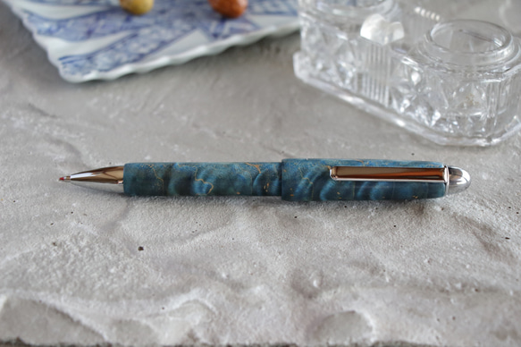 「スタビライズドウッド メイプル ヴァイオリン杢 ブルーファントム・多機能ペン」２〜３色ボールペン&シャープペン 