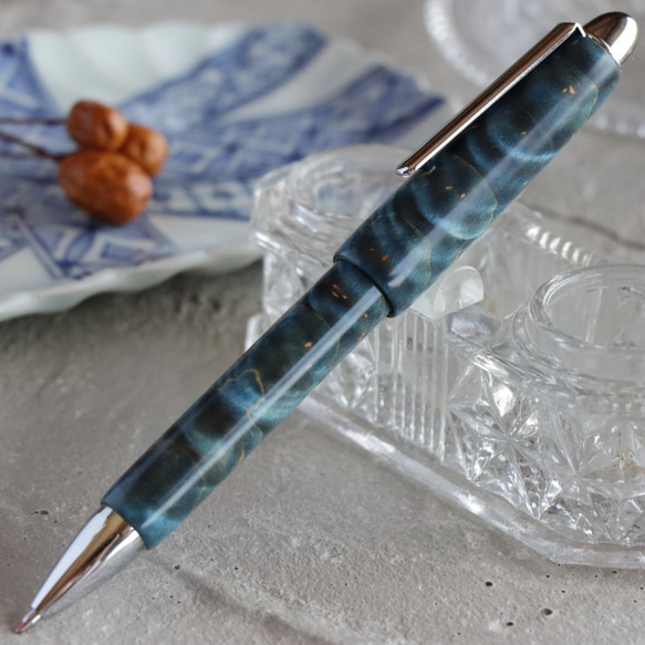 「スタビライズドウッド メイプル ヴァイオリン杢 ブルーファントム・多機能ペン」２〜３色ボールペン&シャープペン 