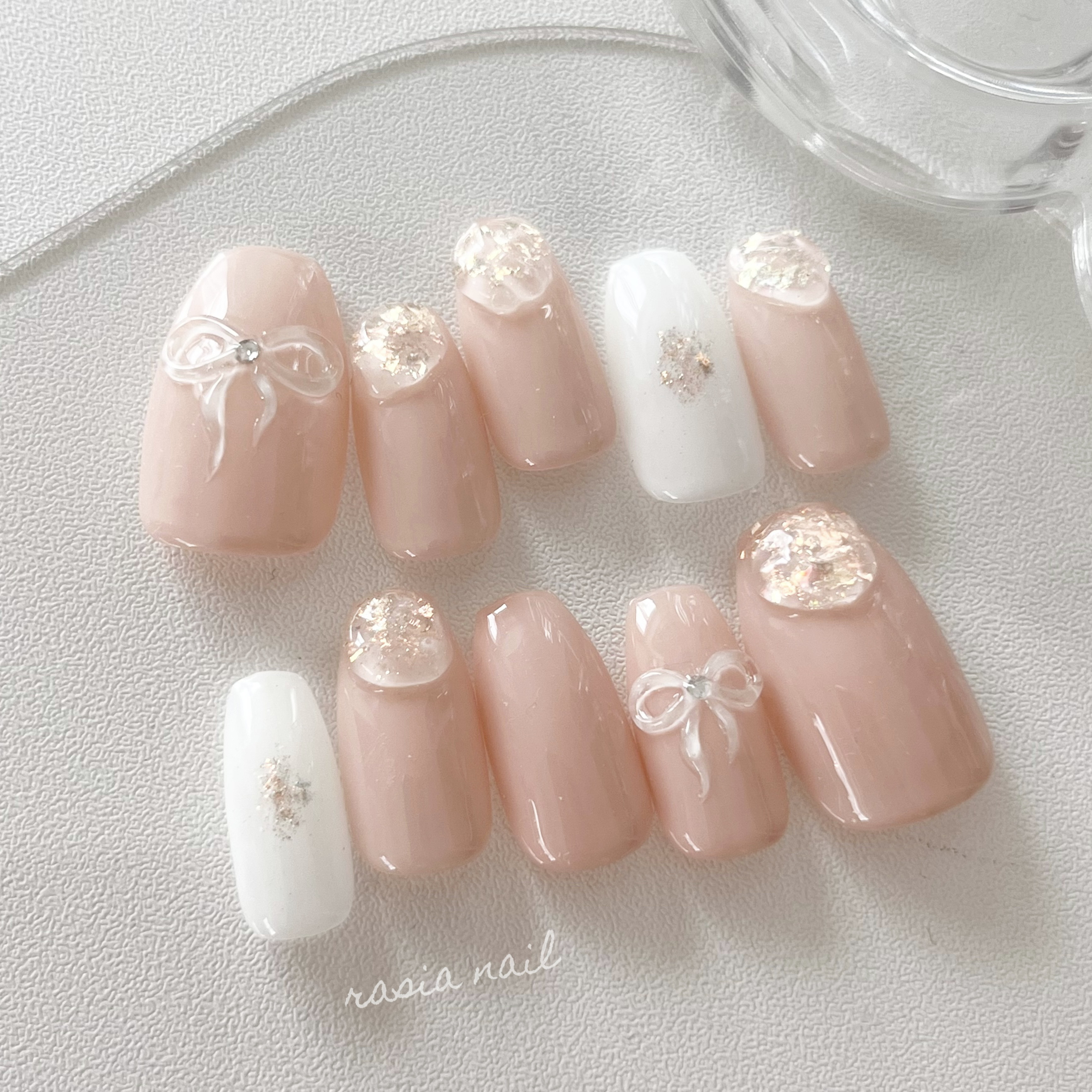 Rily様❁フルオーダー　リボンデザイン ネイルチップ 4点セット 販売終了】 ネイルチップ（つけ爪） nail hearty※土日祝休み