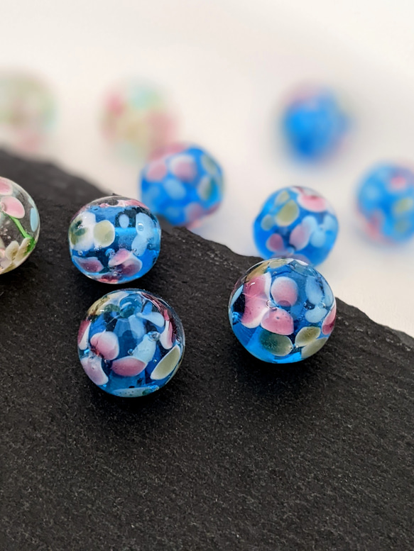 ガラス浮き玉 ガラス玉 ☆缶 青ボタン ガラス浮き玉 ガラス玉 青ボタン2個セット