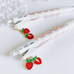 N2410 カスタムボールペン いちごビーズ 薔薇 リボン ピンク】大きいリボンが可愛い♡ビーズボールペン カスタム