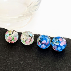 手作り ガラス玉 クリア 12㍉ 2個 とんぼ玉 貫通穴 フラワー ビーズ パーツ 4枚目の画像