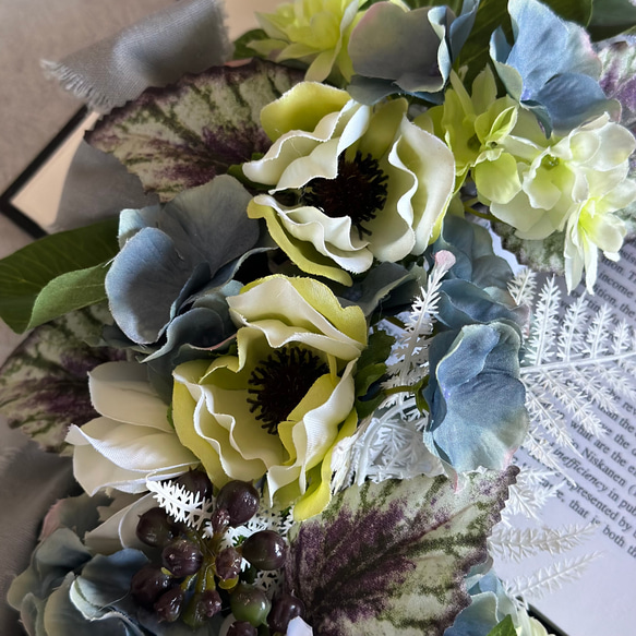 anemone【リース・結婚祝い・玄関リース・夏リース・ドアリース・造花リース】 4枚目の画像