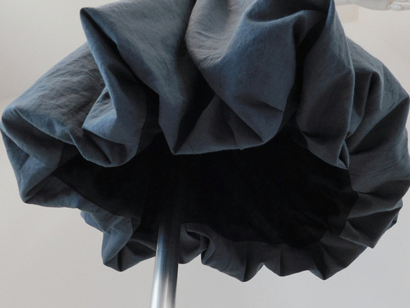 ふわりふわりまるで風船みたい∞○゜フレアスカート変化形～コットンリネンのバルーンスカート・ダークネイビー 