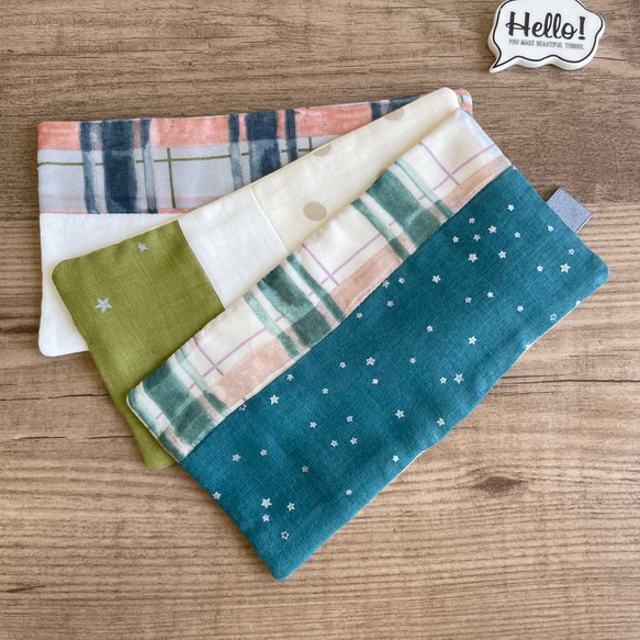 値下げ☆Wガーゼ☆親子おそろい6wayシュシュ＆ハンカチスタイ