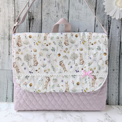 図書袋 絵本バッグ 通園バッグ ミルキーラビット ラベンダー