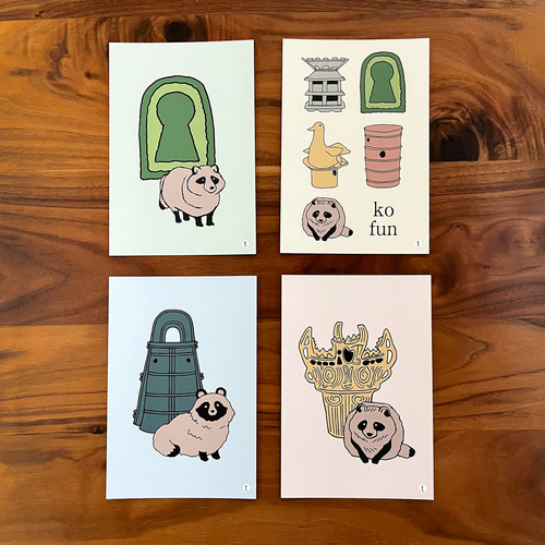 歴史とタヌキ ポストカード 4枚セット♬ 写真・グラフィック tanuki