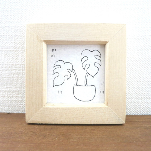 受注制作 モンステラの原画① 絵画 ミニ額付き ミニアートパネル