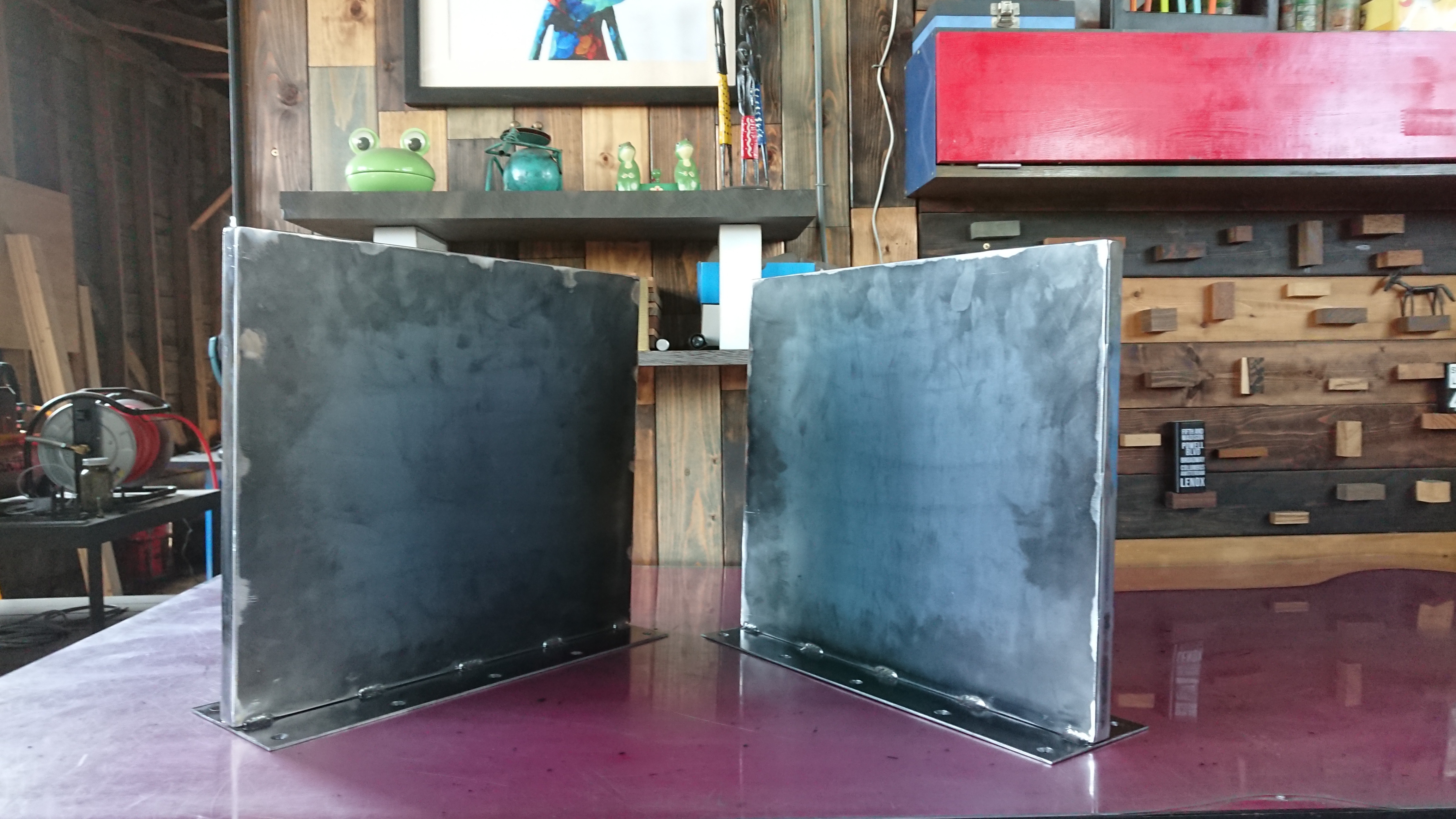 無塗装でアイアンなBOX鉄脚♪ 19×400×350mm □型 2脚ver. リビング・ローテーブル DIY