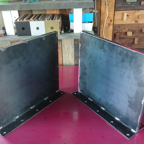 無塗装でアイアンなBOX鉄脚♪ 19×400×350mm □型 2脚ver. リビング  