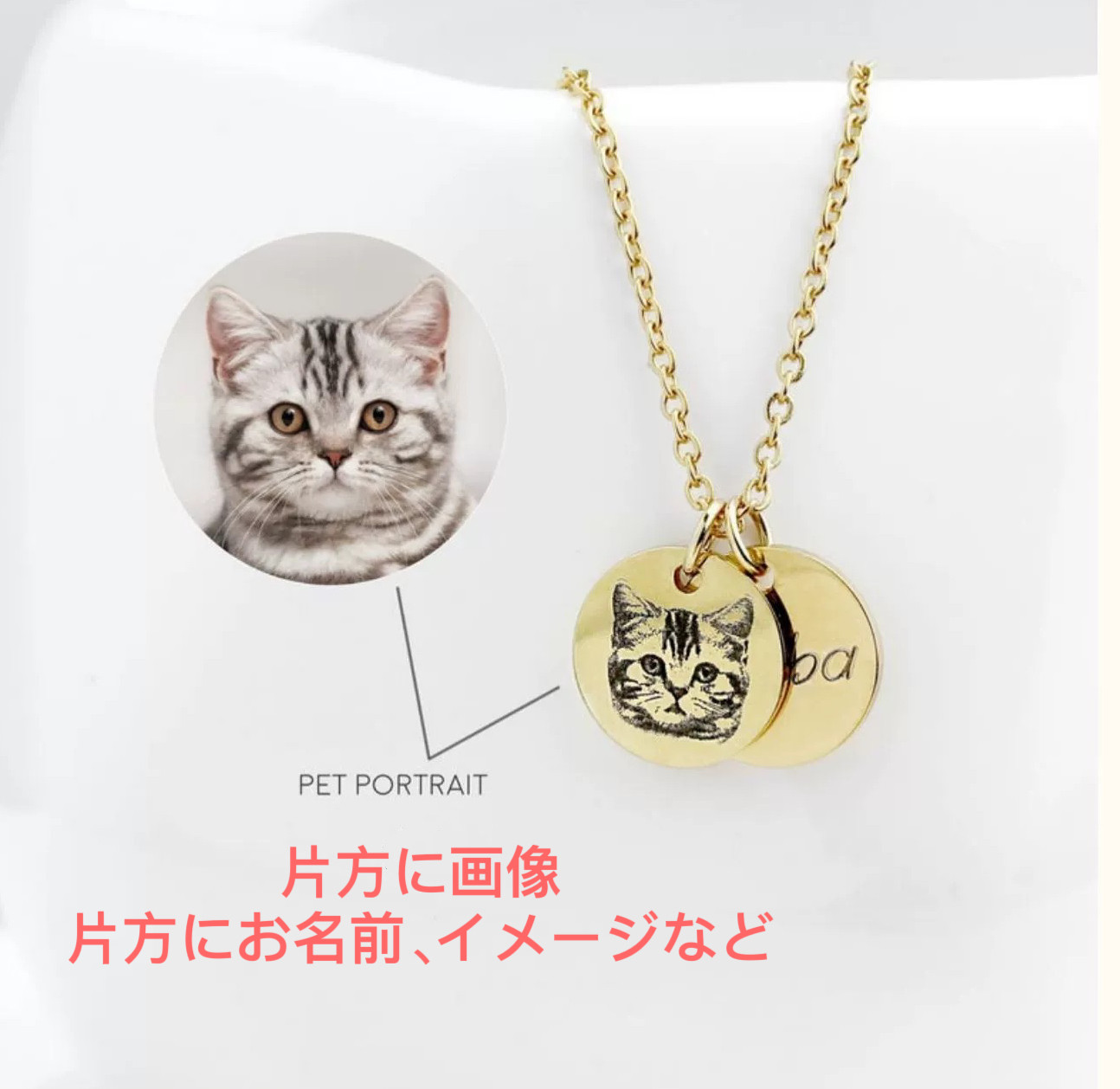 うちの子　レーザー彫刻でオンリーワンのネックレス（ダブル）　動物　犬　猫　うさぎ　鳥　ハムスター