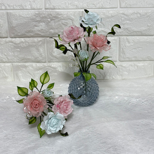 ミニ薔薇の花飾り 〜薔薇～ディップアート アメリカンフラワー 3