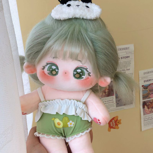 グリーンヘアー 20㎝ 無属性ぬいぐるみ本体＋山河令　衣装＋髪飾り　着せ替え人形 20cm 着せ替えぬいぐるみ 無属性 緑色の髪緑色の目女の子 もも茶