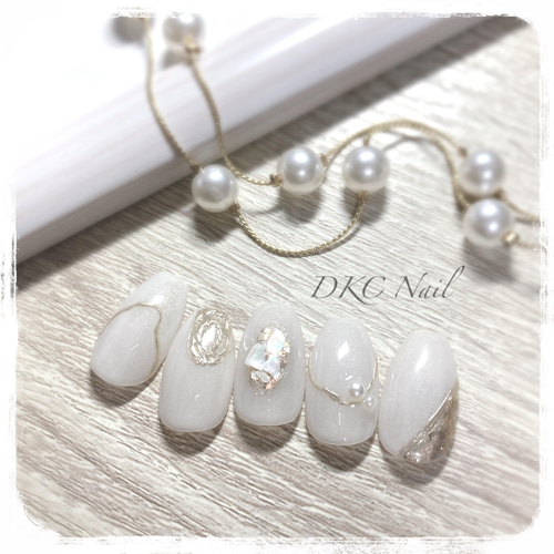 サイズオーダー制》ネイルチップ 04 シンプル ニュアンスミラー パール  